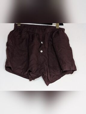 DEIJI STUDIOS linen boxer shorts burgundy size M/L